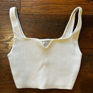 Aritzia Babaton white Sculpt Knit Notch Tank